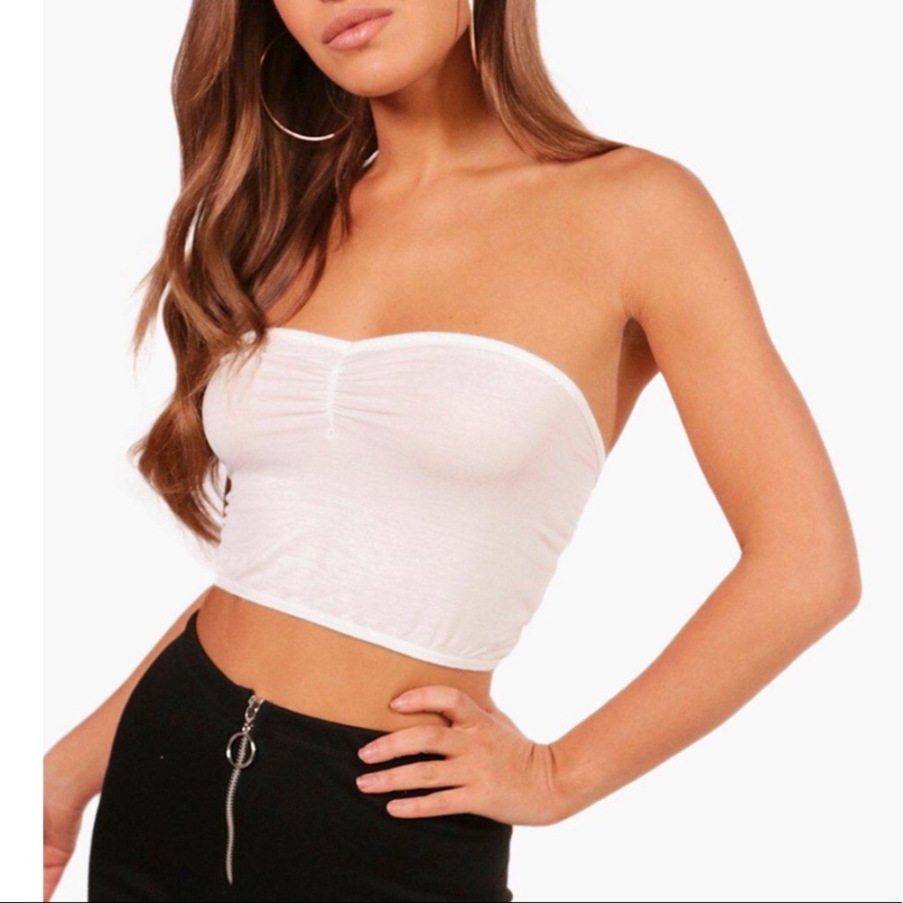 Boohoo bandeau top w/ ruched detailing
